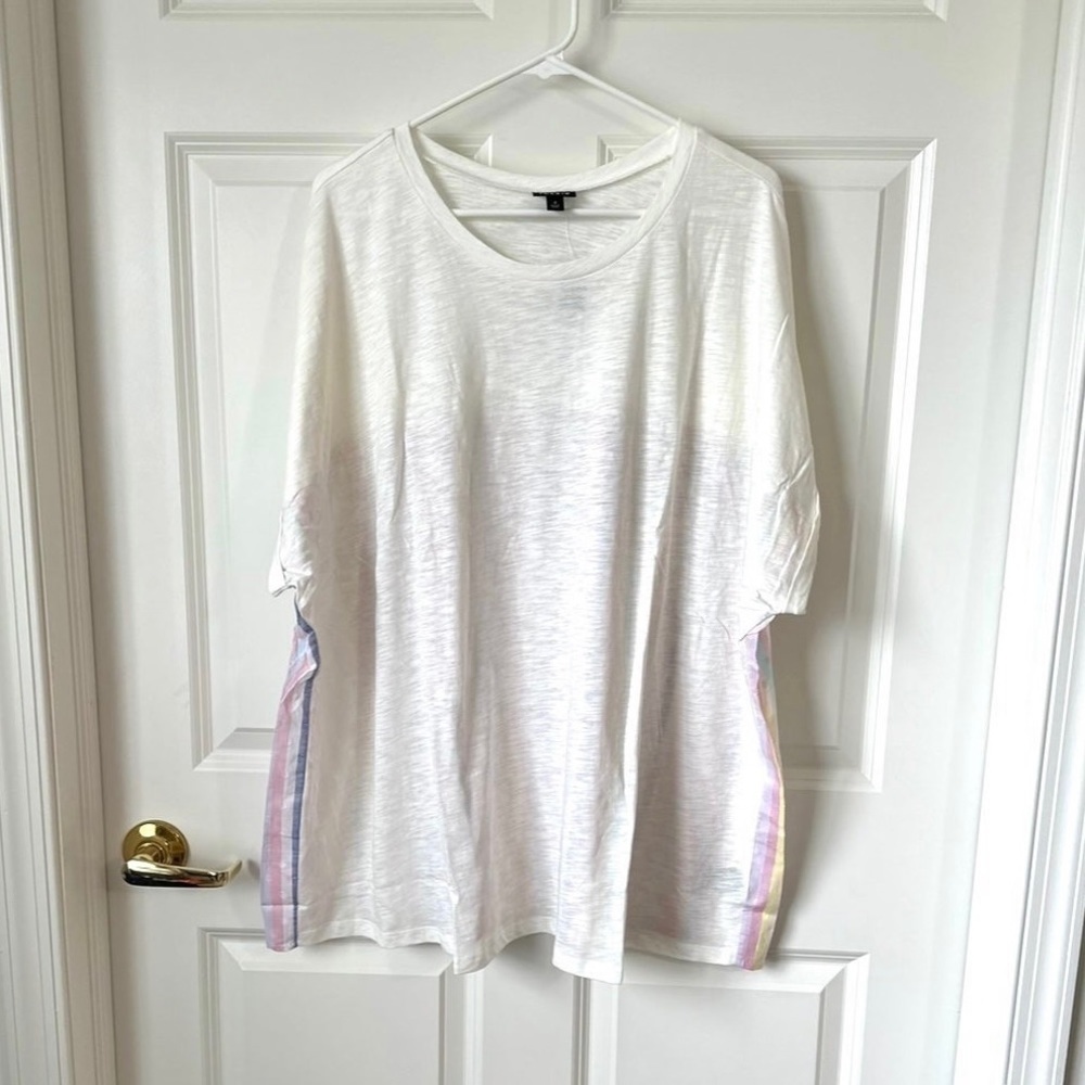 Torrid Cotton Modal Slub + Clip Dot Print Fabric Mixed Dolman Tee Size 4X